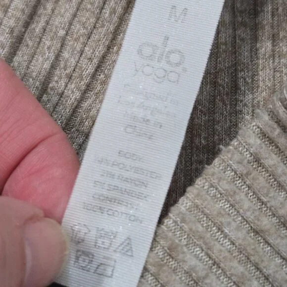 Alo Yoga Size M Muse Ribbed Knit Jogger Sweatpants Lounge Taupe - Picture 10 of 10